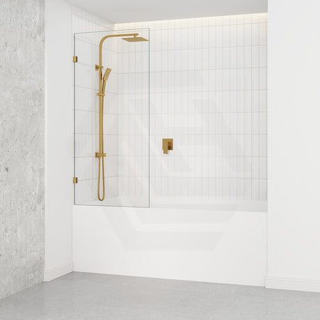 Fienza Rectangular Fixed Frameless Bathtub Screen 10mm Glass 700/800/900x1500mm - Variant Colour Fittings