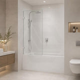 Fienza Rectangular Fixed Frameless Bathtub Screen 10mm Glass 700/800/900x1500mm - Variant Colour Fittings