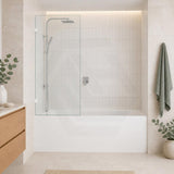 Fienza Rectangular Fixed Frameless Bathtub Screen 10mm Glass 700/800/900x1500mm - Variant Colour Fittings