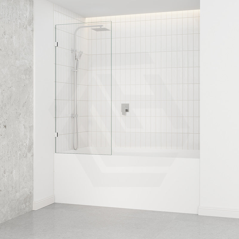 Fienza Rectangular Fixed Frameless Bathtub Screen 10mm Glass 700/800/900x1500mm - Variant Colour Fittings