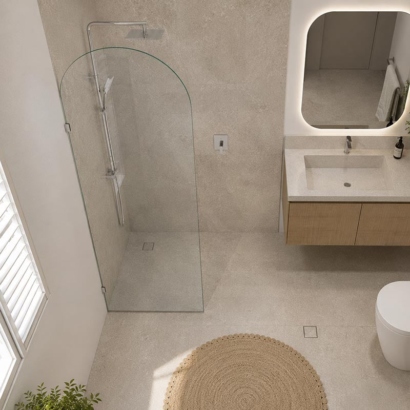 Fienza Arch Frameless Walk-in Fixed Panel 10mm Glass 700-1200x2200mm - Variant Colour Fittings