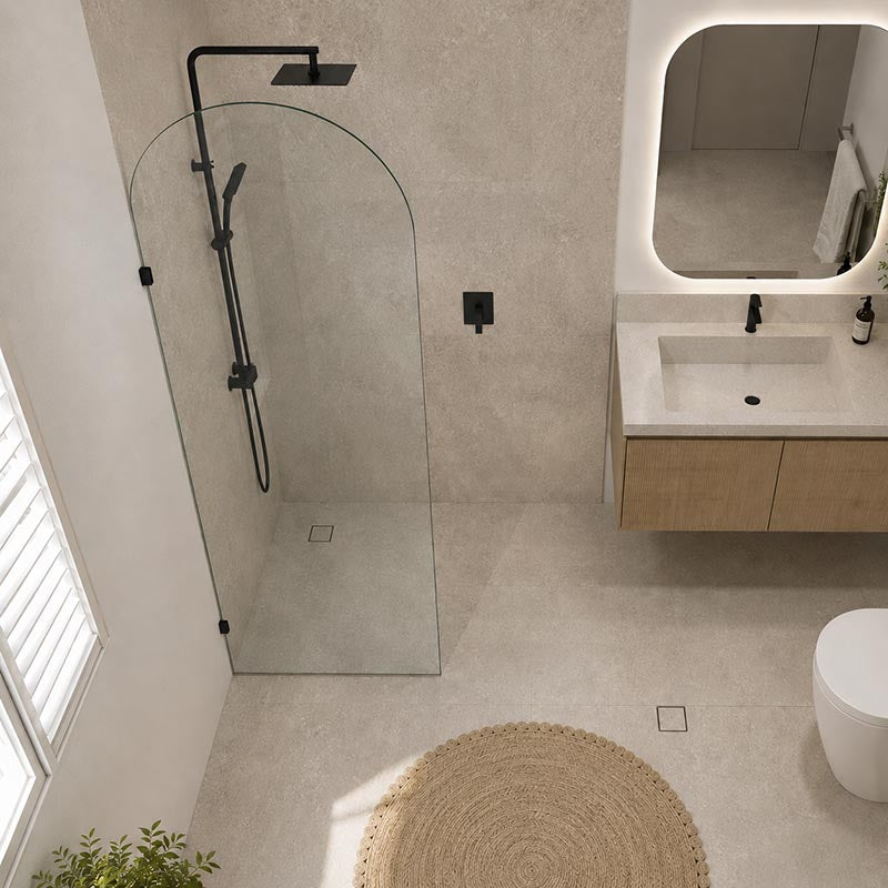 Fienza Arch Frameless Walk-in Fixed Panel 10mm Glass 700-1200x2200mm - Variant Colour Fittings