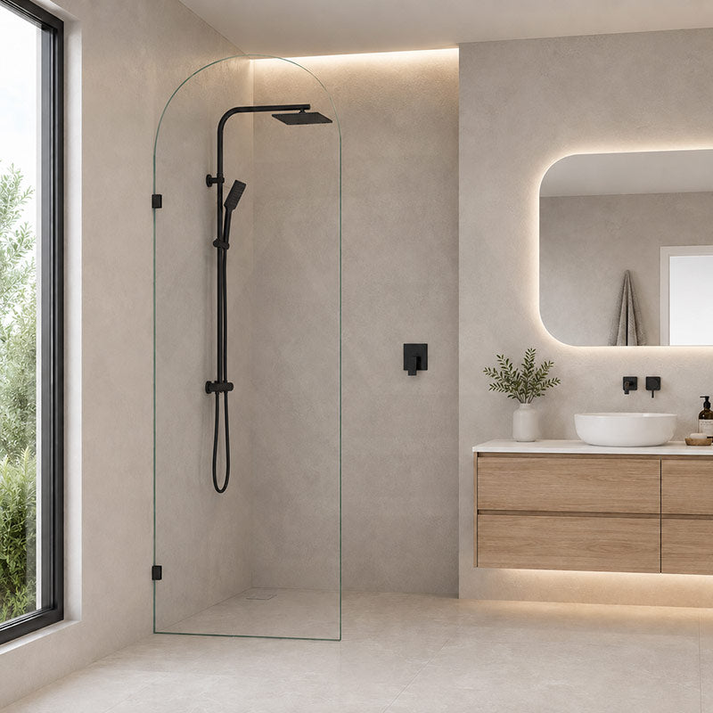 Fienza Arch Frameless Walk-in Fixed Panel 10mm Glass 700-1200x2200mm - Variant Colour Fittings