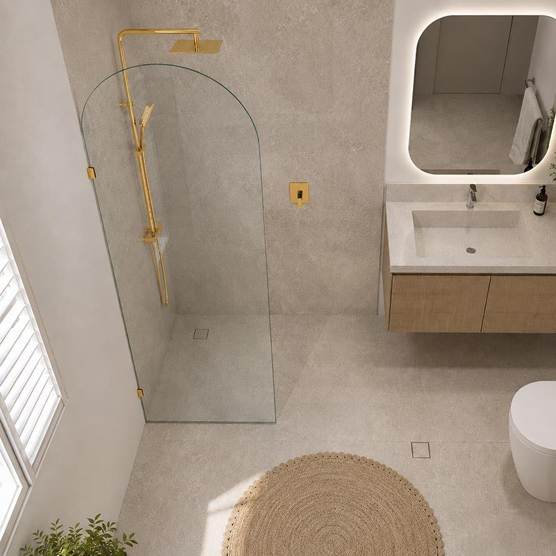 Fienza Arch Frameless Walk-in Fixed Panel 10mm Glass 700-1200x2200mm - Variant Colour Fittings