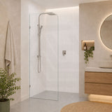 Fienza Curved Edge Frameless Walk-in Fixed Panel 10mm Glass 700-1200x2050mm - Variant Colour Fittings