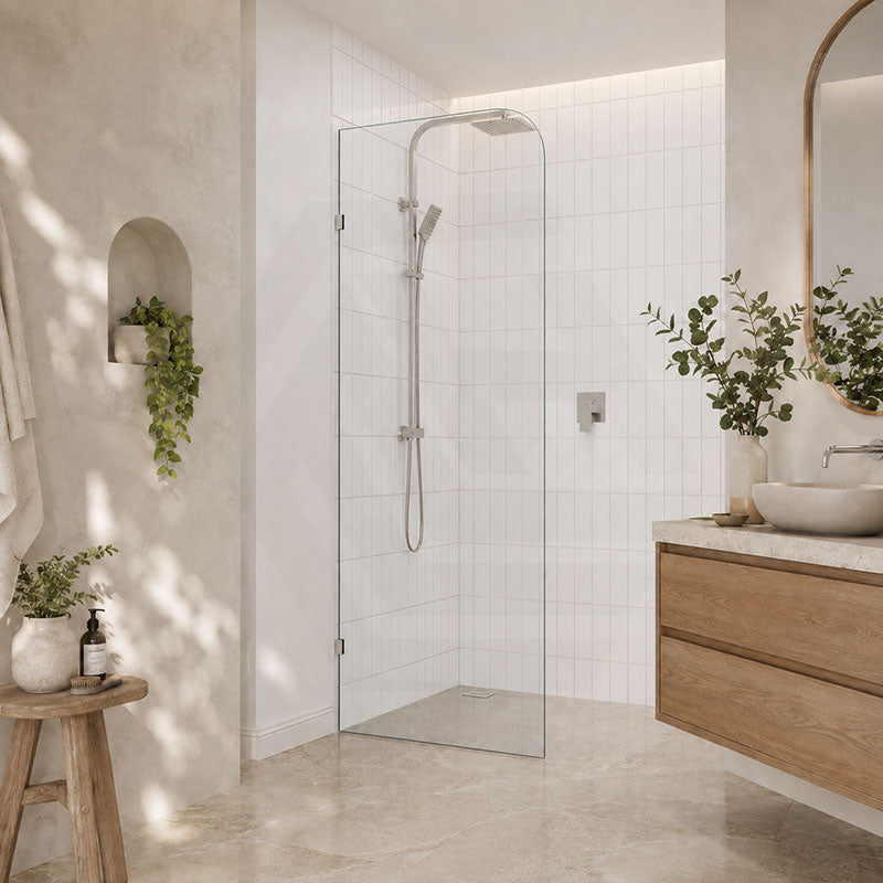 Fienza Curved Edge Frameless Walk-in Fixed Panel 10mm Glass 700-1200x2050mm - Variant Colour Fittings