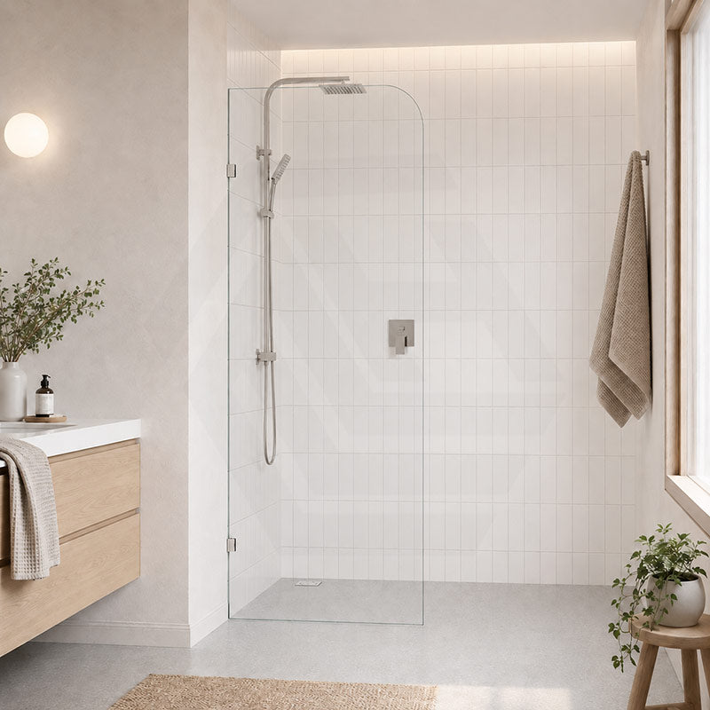 Fienza Curved Edge Frameless Walk-in Fixed Panel 10mm Glass 700-1200x2050mm - Variant Colour Fittings
