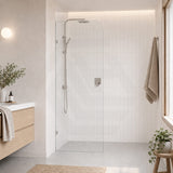 Fienza Curved Edge Frameless Walk-in Fixed Panel 10mm Glass 700-1200x2050mm - Variant Colour Fittings