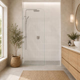 Fienza Curved Edge Frameless Walk-in Fixed Panel 10mm Glass 700-1200x2050mm - Variant Colour Fittings