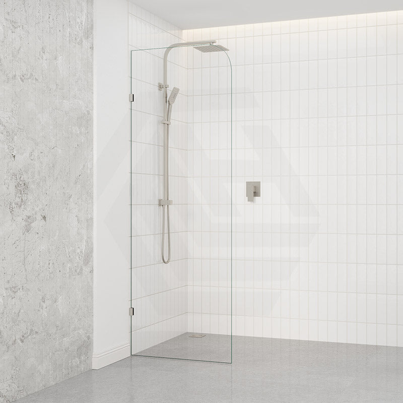 Fienza Curved Edge Frameless Walk-in Fixed Panel 10mm Glass 700-1200x2050mm - Variant Colour Fittings