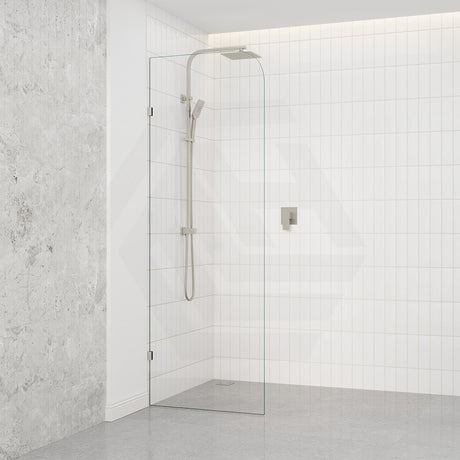 Fienza Curved Edge Frameless Walk-in Fixed Panel 10mm Glass 700-1200x2050mm - Variant Colour Fittings