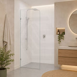 Fienza Curved Edge Frameless Walk-in Fixed Panel 10mm Glass 700-1200x2050mm - Variant Colour Fittings