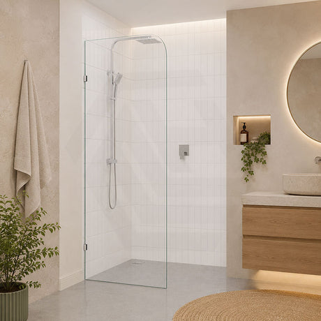 Fienza Curved Edge Frameless Walk-in Fixed Panel 10mm Glass 700-1200x2050mm - Variant Colour Fittings