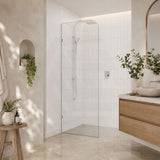 Fienza Curved Edge Frameless Walk-in Fixed Panel 10mm Glass 700-1200x2050mm - Variant Colour Fittings