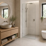Fienza Curved Edge Frameless Walk-in Fixed Panel 10mm Glass 700-1200x2050mm - Variant Colour Fittings