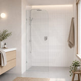 Fienza Curved Edge Frameless Walk-in Fixed Panel 10mm Glass 700-1200x2050mm - Variant Colour Fittings