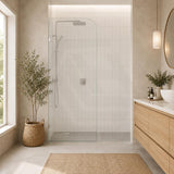 Fienza Curved Edge Frameless Walk-in Fixed Panel 10mm Glass 700-1200x2050mm - Variant Colour Fittings