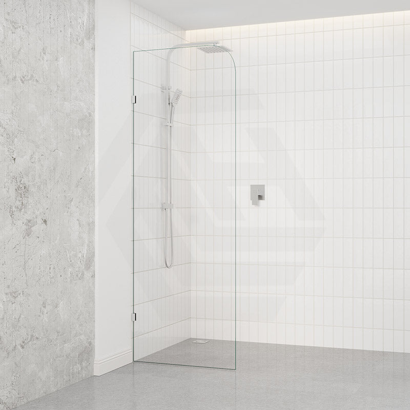 Fienza Curved Edge Frameless Walk-in Fixed Panel 10mm Glass 700-1200x2050mm - Variant Colour Fittings