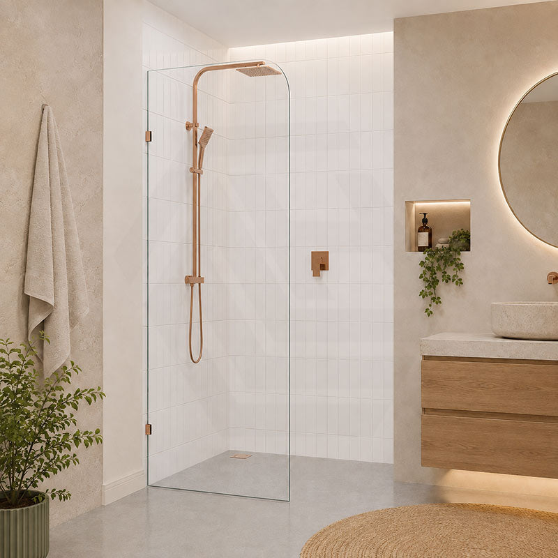 Fienza Curved Edge Frameless Walk-in Fixed Panel 10mm Glass 700-1200x2050mm - Variant Colour Fittings