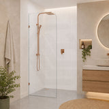 Fienza Curved Edge Frameless Walk-in Fixed Panel 10mm Glass 700-1200x2050mm - Variant Colour Fittings