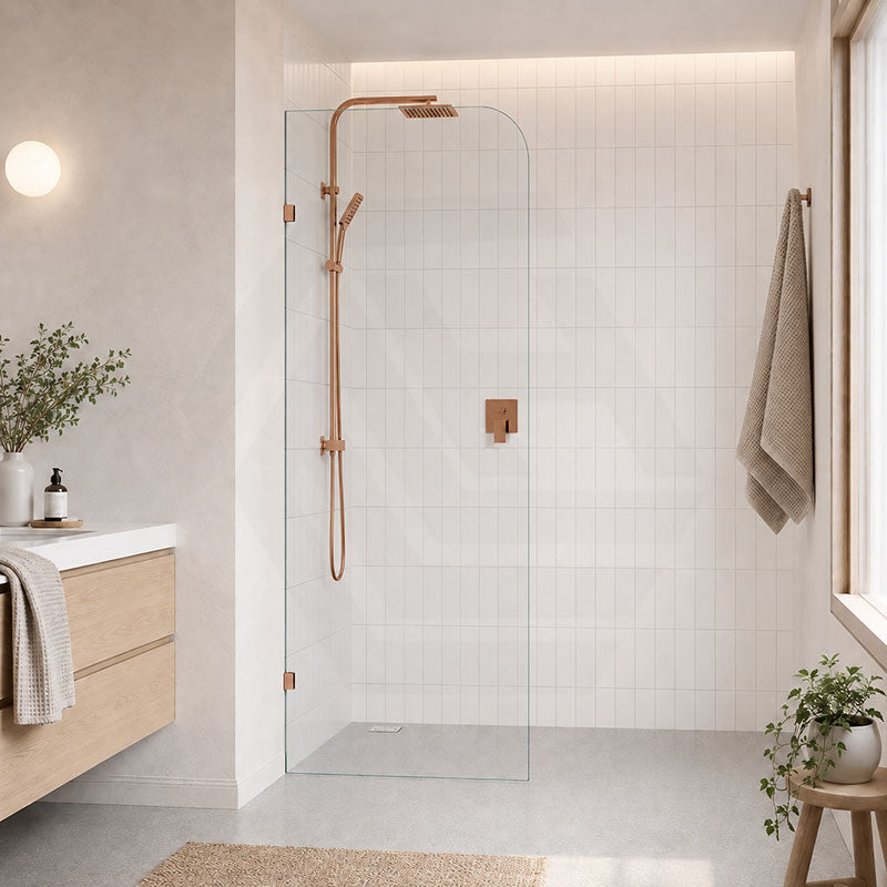 Fienza Curved Edge Frameless Walk-in Fixed Panel 10mm Glass 700-1200x2050mm - Variant Colour Fittings