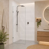 Fienza Curved Edge Frameless Walk-in Fixed Panel 10mm Glass 700-1200x2050mm - Variant Colour Fittings