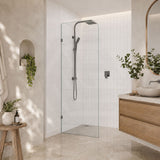 Fienza Curved Edge Frameless Walk-in Fixed Panel 10mm Glass 700-1200x2050mm - Variant Colour Fittings