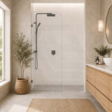 Fienza Curved Edge Frameless Walk-in Fixed Panel 10mm Glass 700-1200x2050mm - Variant Colour Fittings