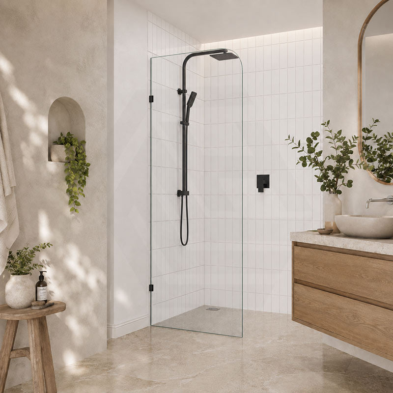 Fienza Curved Edge Frameless Walk-in Fixed Panel 10mm Glass 700-1200x2050mm - Variant Colour Fittings