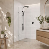 Fienza Curved Edge Frameless Walk-in Fixed Panel 10mm Glass 700-1200x2050mm - Variant Colour Fittings