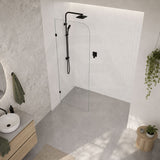 Fienza Curved Edge Frameless Walk-in Fixed Panel 10mm Glass 700-1200x2050mm - Variant Colour Fittings