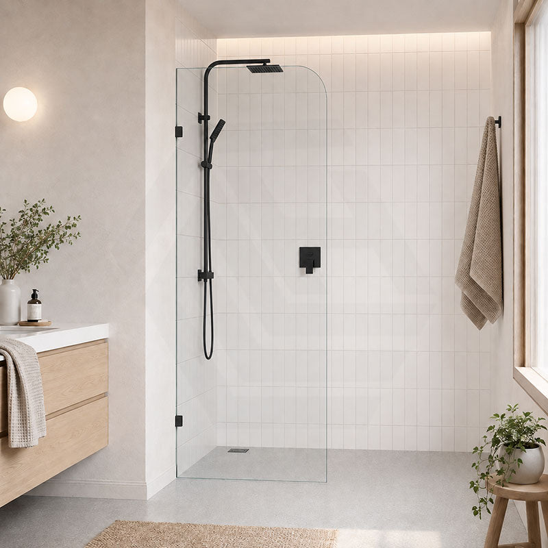 Fienza Curved Edge Frameless Walk-in Fixed Panel 10mm Glass 700-1200x2050mm - Variant Colour Fittings