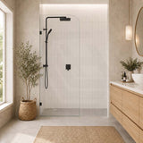 Fienza Curved Edge Frameless Walk-in Fixed Panel 10mm Glass 700-1200x2050mm - Variant Colour Fittings