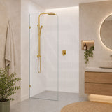 Fienza Curved Edge Frameless Walk-in Fixed Panel 10mm Glass 700-1200x2050mm - Variant Colour Fittings