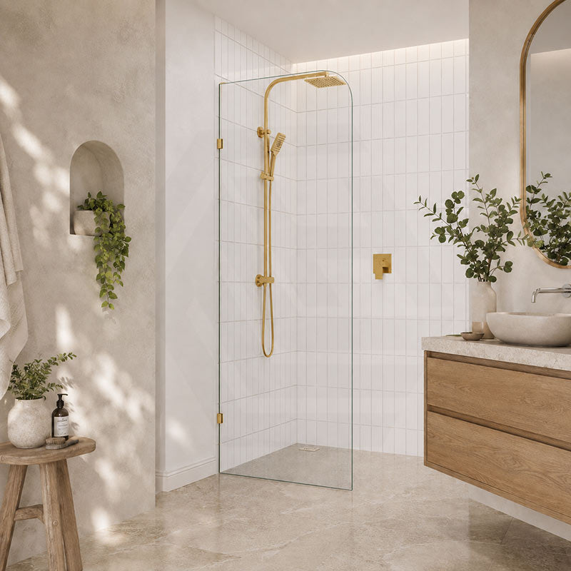 Fienza Curved Edge Frameless Walk-in Fixed Panel 10mm Glass 700-1200x2050mm - Variant Colour Fittings