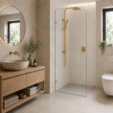 Fienza Curved Edge Frameless Walk-in Fixed Panel 10mm Glass 700-1200x2050mm - Variant Colour Fittings