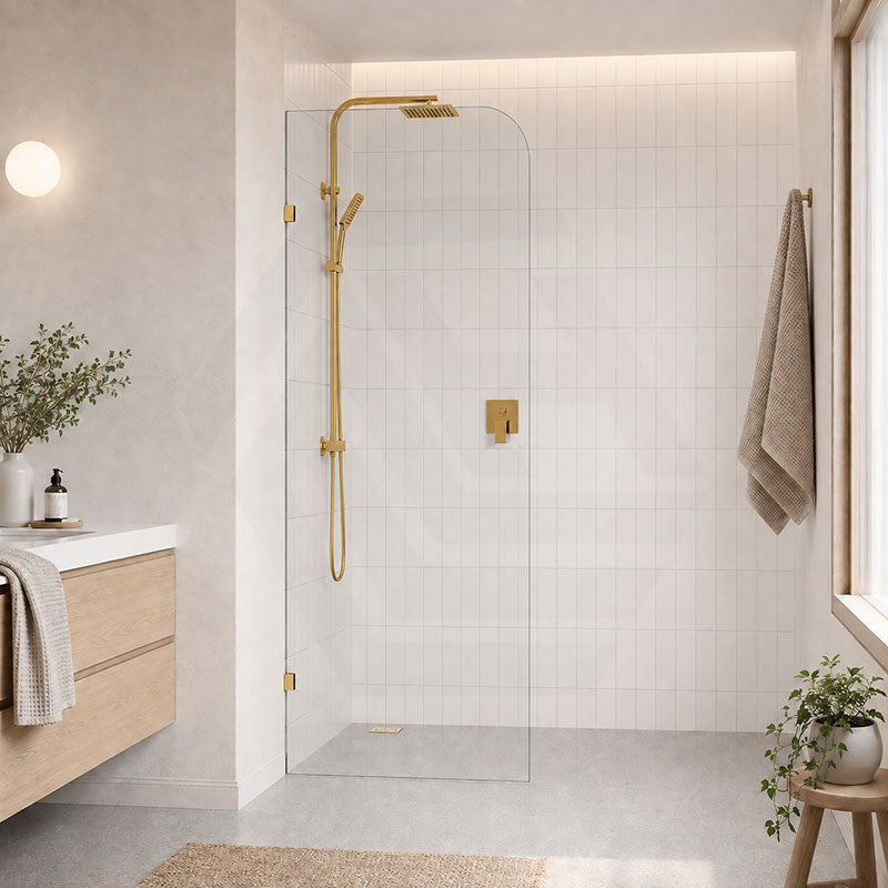 Fienza Curved Edge Frameless Walk-in Fixed Panel 10mm Glass 700-1200x2050mm - Variant Colour Fittings