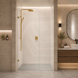 Fienza Curved Edge Frameless Walk-in Fixed Panel 10mm Glass 700-1200x2050mm - Variant Colour Fittings