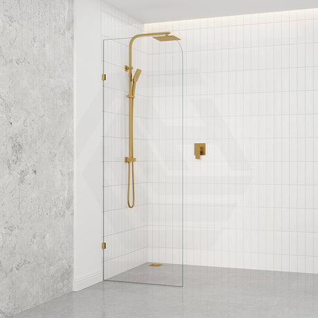 Fienza Curved Edge Frameless Walk-in Fixed Panel 10mm Glass 700-1200x2050mm - Variant Colour Fittings