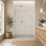 Fienza Curved Edge Frameless Walk-in Fixed Panel 10mm Glass 700-1200x2050mm - Variant Colour Fittings