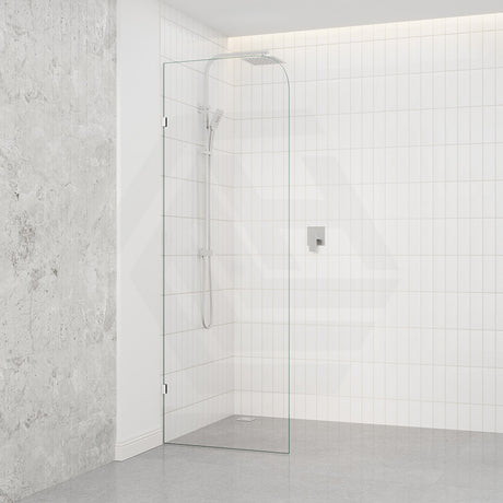 Fienza Curved Edge Frameless Walk-in Fixed Panel 10mm Glass 700-1200x2050mm - Variant Colour Fittings
