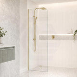 Fienza Curved Edge Frameless Fixed Panel with Channel 10mm Glass 700-1200x2050mm - Variant Colour Fittings
