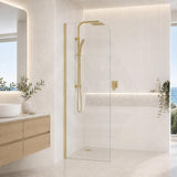 Fienza Curved Edge Frameless Fixed Panel with Channel 10mm Glass 700-1200x2050mm - Variant Colour Fittings