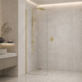 Fienza Curved Edge Frameless Fixed Panel with Channel 10mm Glass 700-1200x2050mm - Variant Colour Fittings