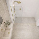 Fienza Curved Edge Frameless Fixed Panel with Channel 10mm Glass 700-1200x2050mm - Variant Colour Fittings