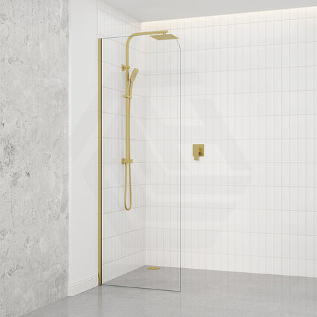 Fienza Curved Edge Frameless Fixed Panel with Channel 10mm Glass 700-1200x2050mm - Variant Colour Fittings