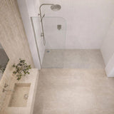 Fienza Curved Edge Frameless Fixed Panel with Channel 10mm Glass 700-1200x2050mm - Variant Colour Fittings