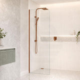 Fienza Curved Edge Frameless Fixed Panel with Channel 10mm Glass 700-1200x2050mm - Variant Colour Fittings