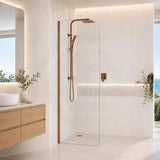 Fienza Curved Edge Frameless Fixed Panel with Channel 10mm Glass 700-1200x2050mm - Variant Colour Fittings