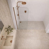 Fienza Curved Edge Frameless Fixed Panel with Channel 10mm Glass 700-1200x2050mm - Variant Colour Fittings